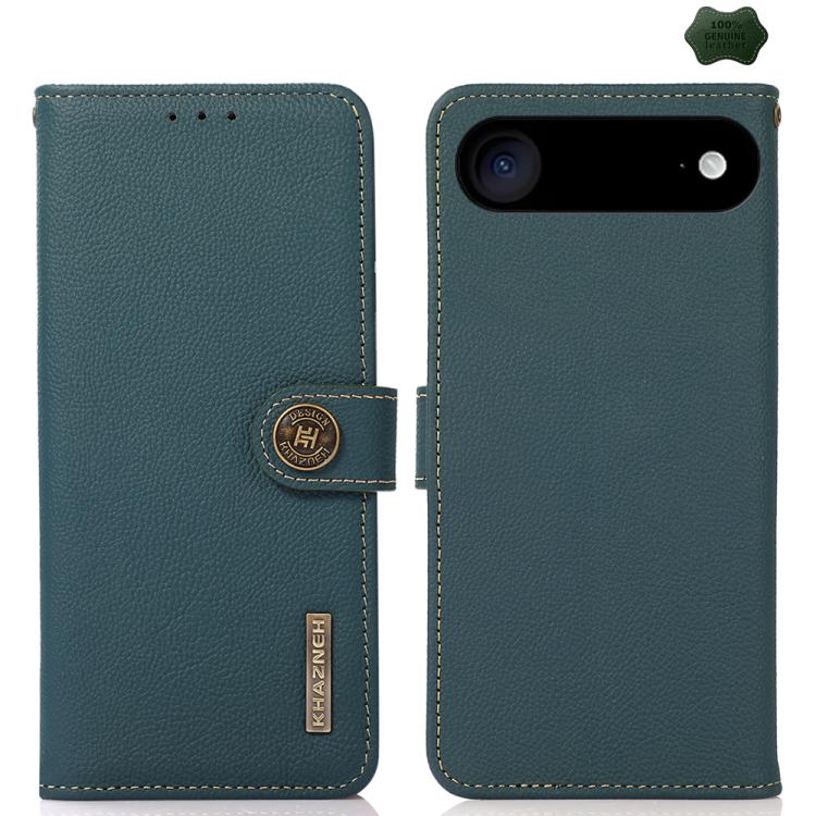 For iPhone Air KHAZNEH Custer Genuine Leather RFID Phone Case(Green)