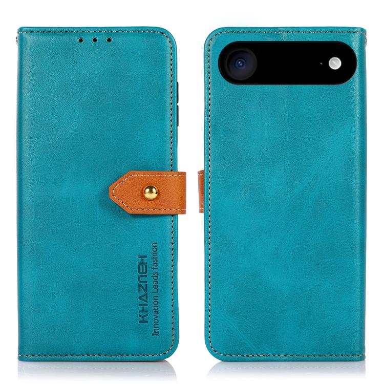 For iPhone Air KHAZNEH Dual-color Cowhide Texture Flip Leather Phone Case(Blue)