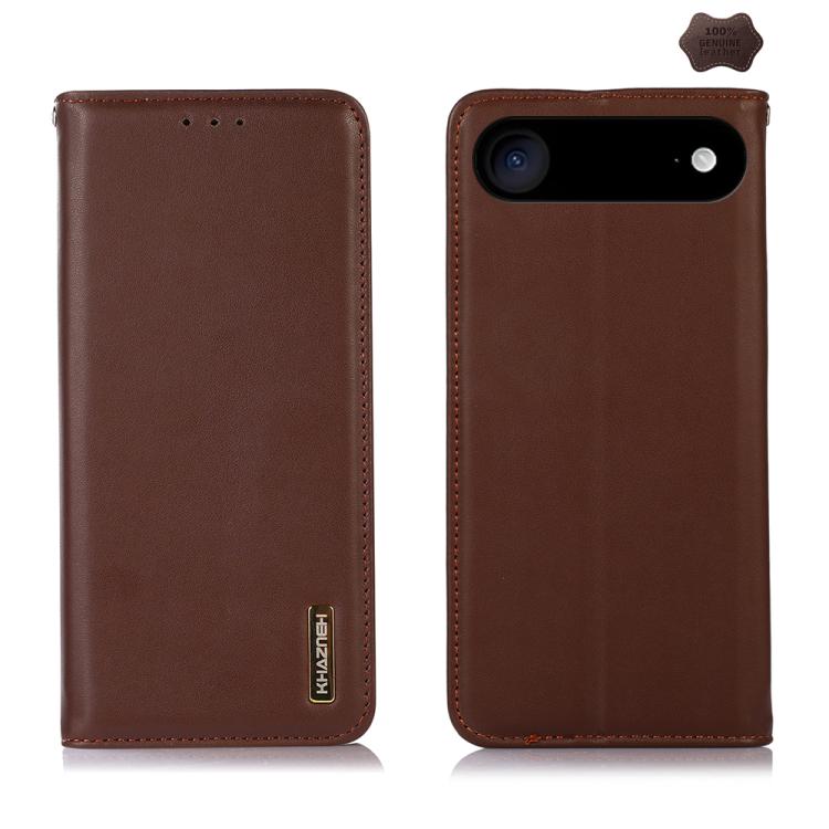 For iPhone Air KHAZNEH Nappa Top Layer Cowhide Leather Phone Case(Brown)