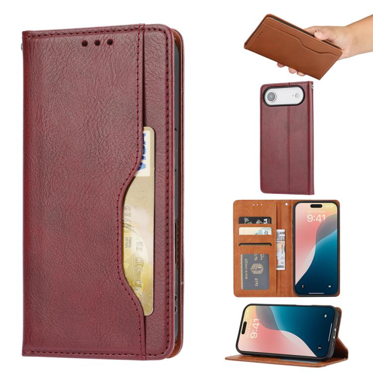 For iPhone Air Knead Skin Texture Flip Leather Phone Case(Wine Red)