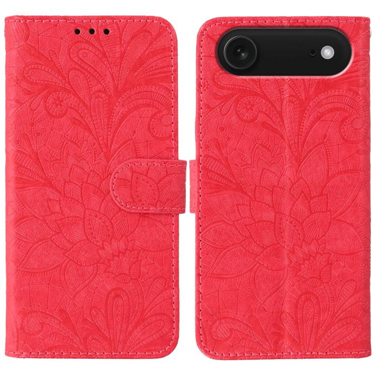 For iPhone Air Lace Flower Embossing Flip Leather Phone Case(Red)