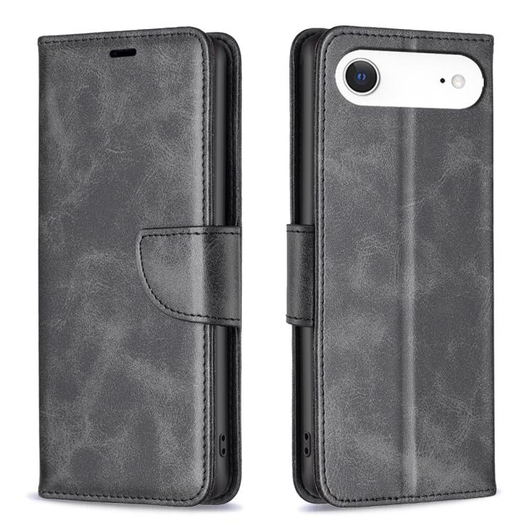 For iPhone Air Lambskin Texture Pure Color Flip Leather Phone Case(Black)