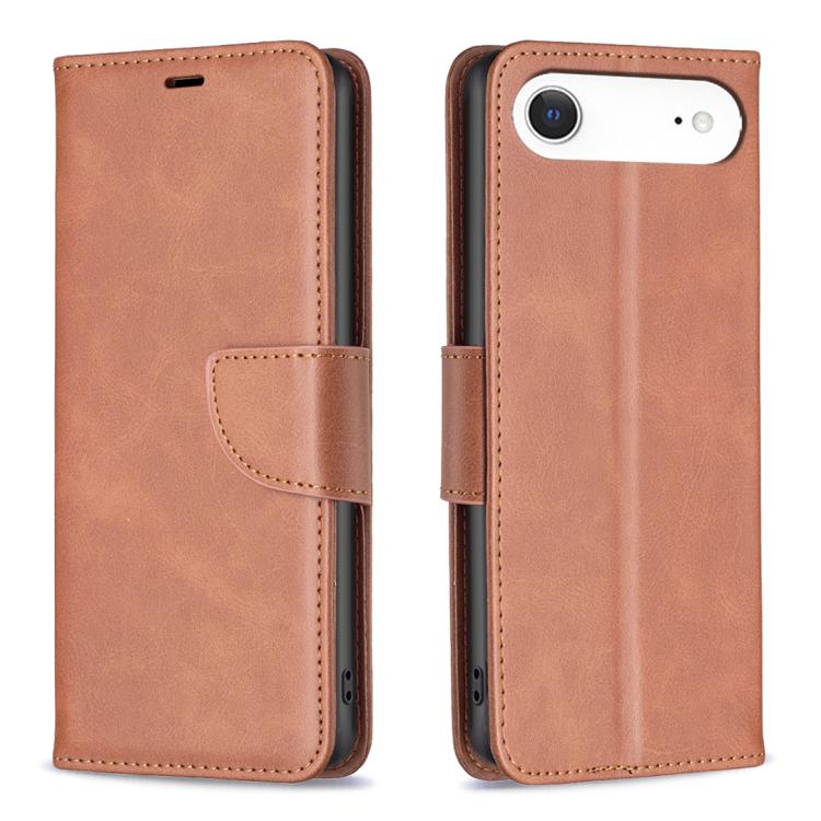 For iPhone Air Lambskin Texture Pure Color Flip Leather Phone Case(Brown)