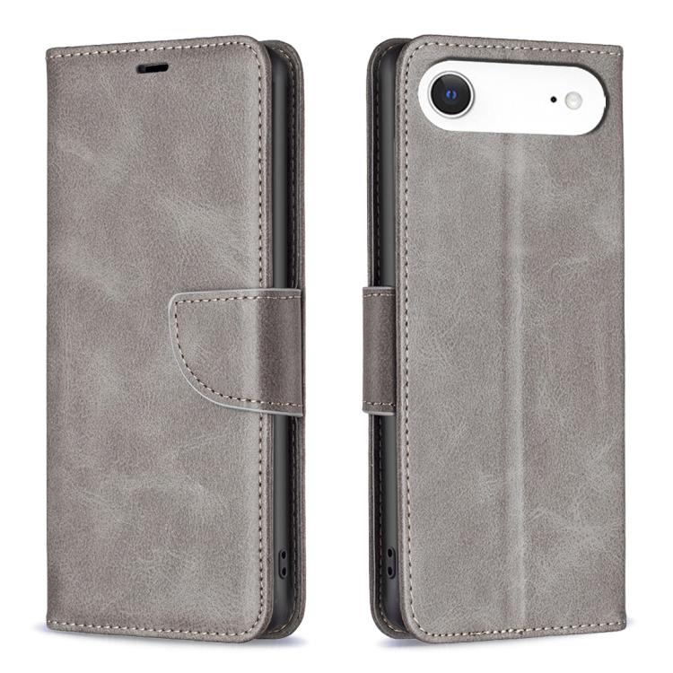For iPhone Air Lambskin Texture Pure Color Flip Leather Phone Case(Grey)