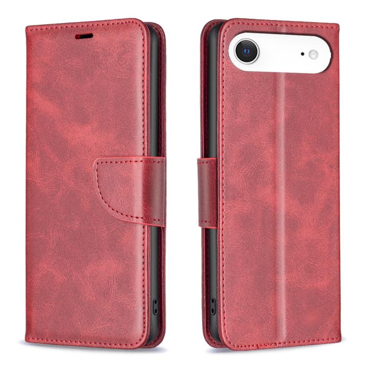 For iPhone Air Lambskin Texture Pure Color Flip Leather Phone Case(Red)