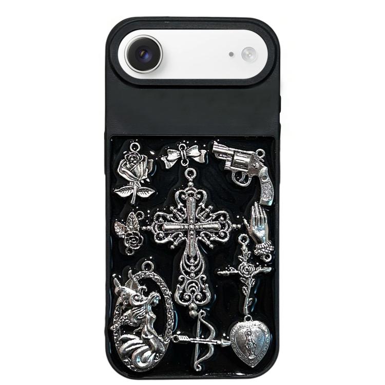 For iPhone Air Large Hole Camera Frame Dark-themed Gun Design Full Coverage Phone Case(Black)