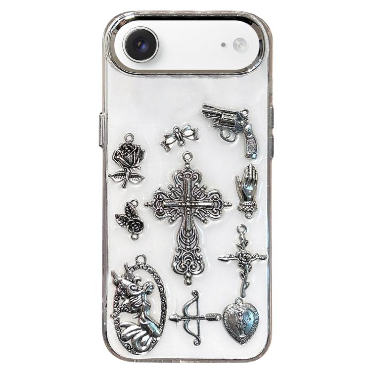For iPhone Air Large Hole Camera Frame Dark-themed Gun Design Full Coverage Phone Case(Transparent)