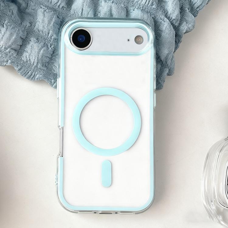 For iPhone Air Large Hole Camera Macaron Transparency MagSafe Phone Case(Light Blue)