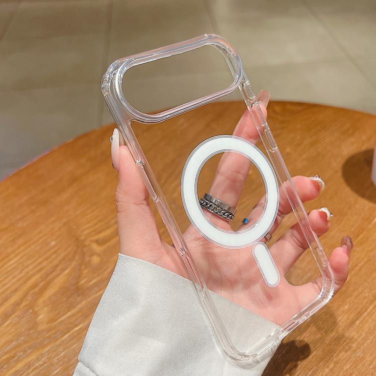 For iPhone Air Large Hole Camera MagSafe Magnetic Clear Acrylic TPU Case(Transparent)