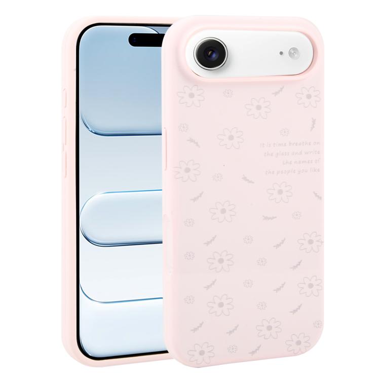 For iPhone Air Large Hole Daisy Floral Printed Liquid Silicone Phone Case(Dusty Pink)