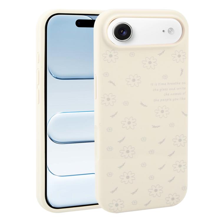 For iPhone Air Large Hole Daisy Floral Printed Liquid Silicone Phone Case(Grey)