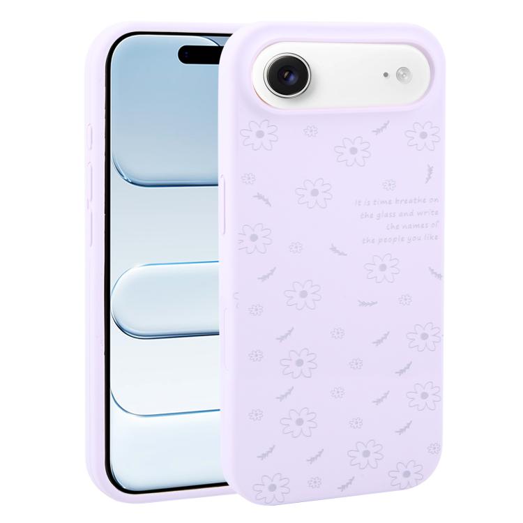 For iPhone Air Large Hole Daisy Floral Printed Liquid Silicone Phone Case(Lilac Purple)