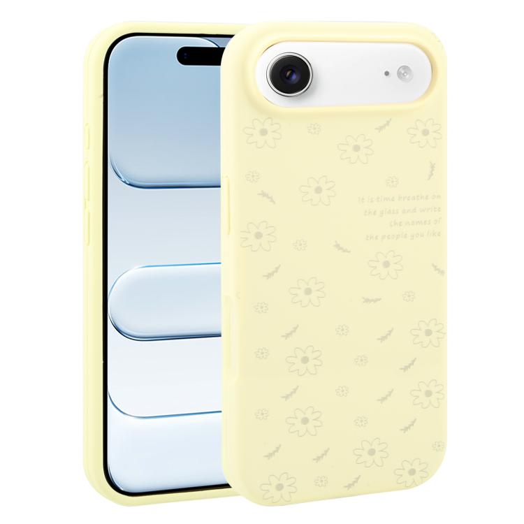 For iPhone Air Large Hole Daisy Floral Printed Liquid Silicone Phone Case(Milk Yellow)