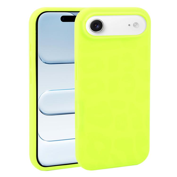 For iPhone Air Large Hole Leopard Print Liquid Silicone Phone Case(Bright Green)