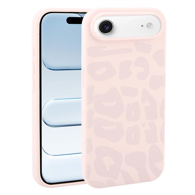 For iPhone Air Large Hole Leopard Print Liquid Silicone Phone Case(Dusty Pink)