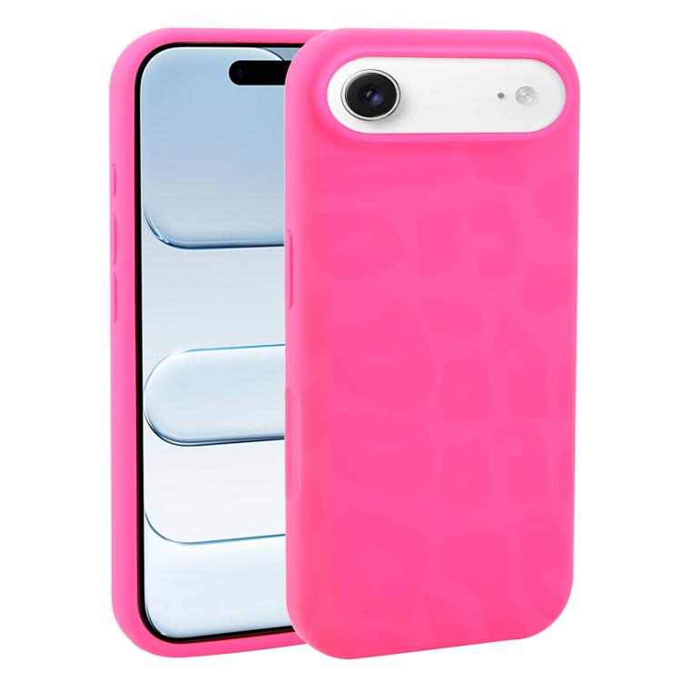 For iPhone Air Large Hole Leopard Print Liquid Silicone Phone Case(Hot Pink)