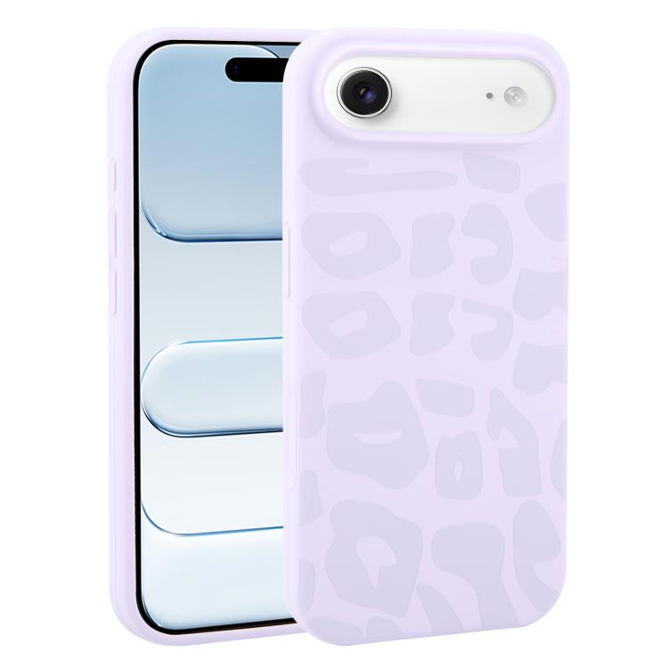 For iPhone Air Large Hole Leopard Print Liquid Silicone Phone Case(Lilac Purple)