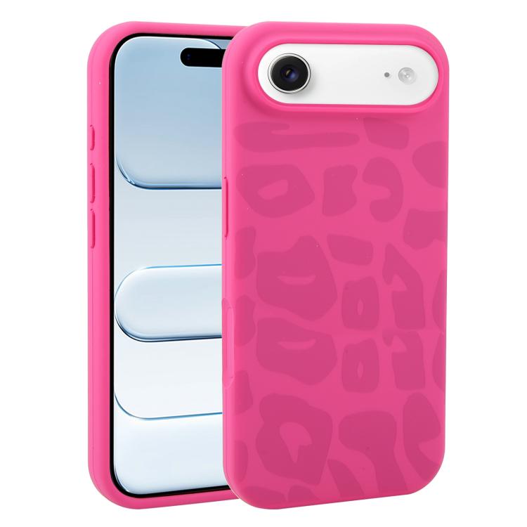 For iPhone Air Large Hole Leopard Print Liquid Silicone Phone Case(Magenta Dragon Fruit)