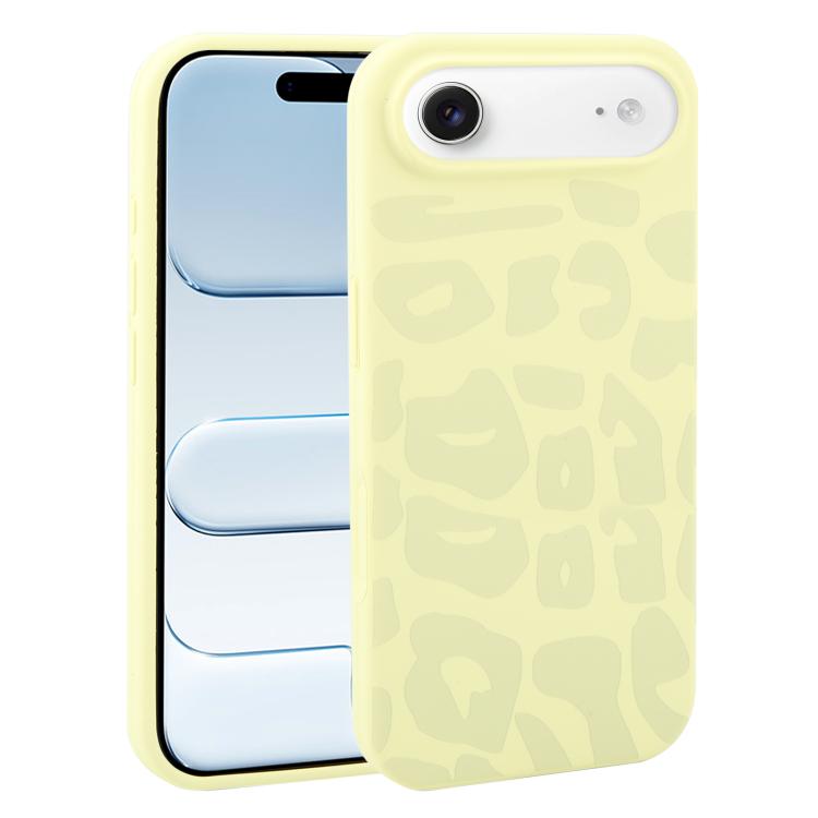 For iPhone Air Large Hole Leopard Print Liquid Silicone Phone Case(Milk Yellow)