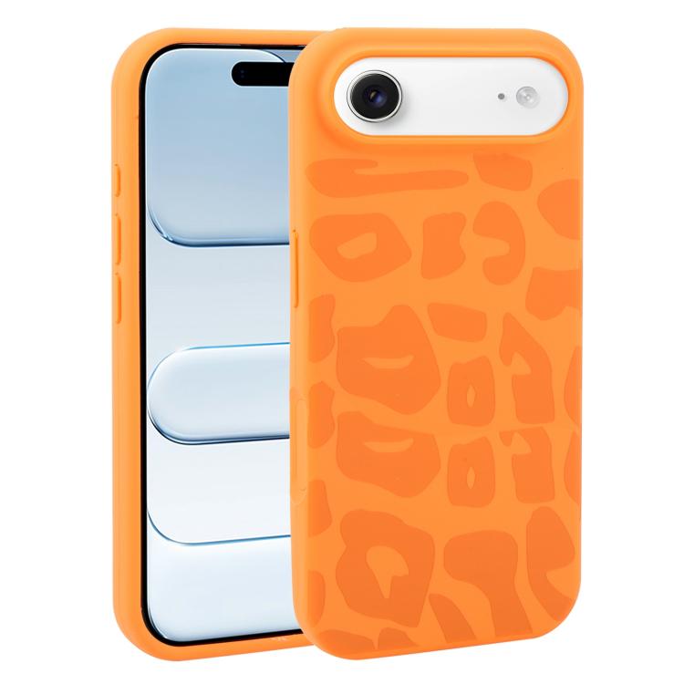 For iPhone Air Large Hole Leopard Print Liquid Silicone Phone Case(Orange)