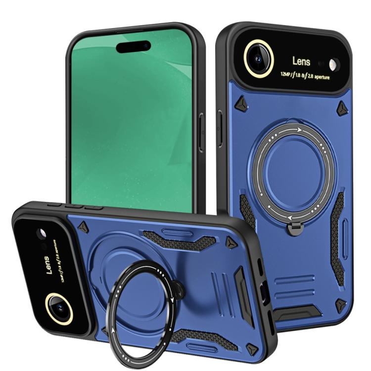 For iPhone Air Large Window MagSafe Holder Phone Case(Blue)