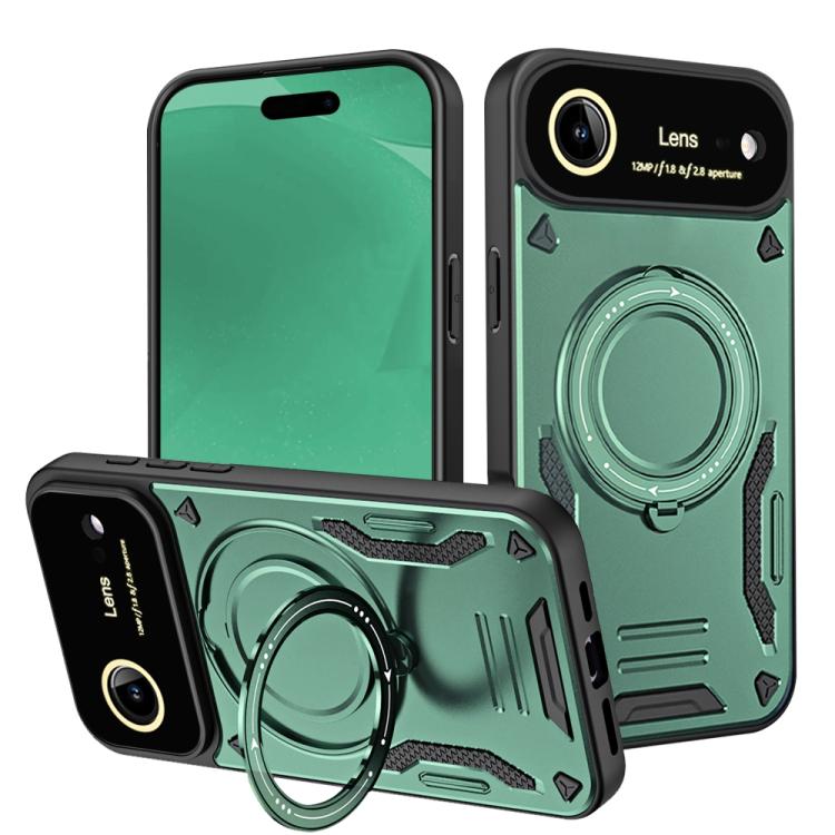 For iPhone Air Large Window MagSafe Holder Phone Case(Green)