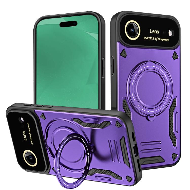 For iPhone Air Large Window MagSafe Holder Phone Case(Purple)