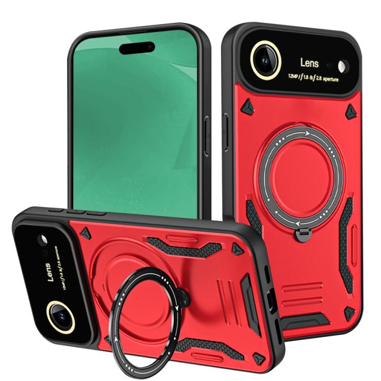 For iPhone Air Large Window MagSafe Holder Phone Case(Red)