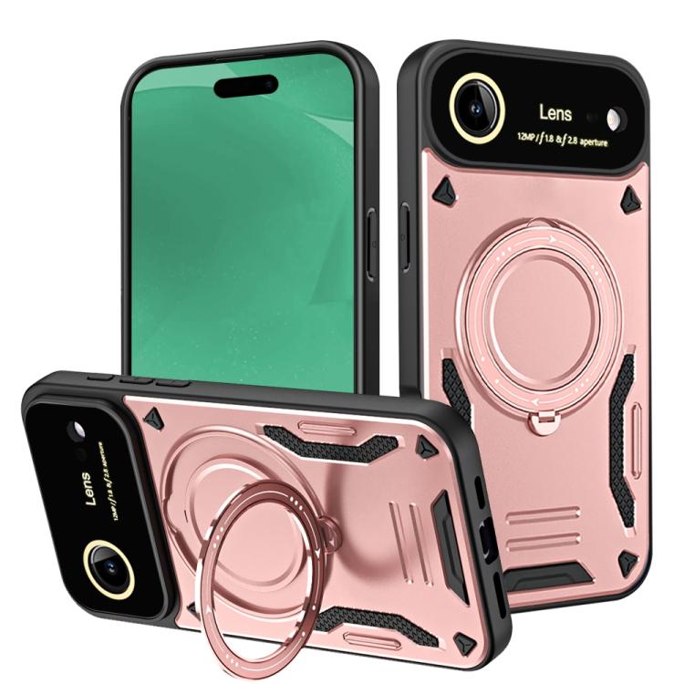 For iPhone Air Large Window MagSafe Holder Phone Case(Rose Gold)