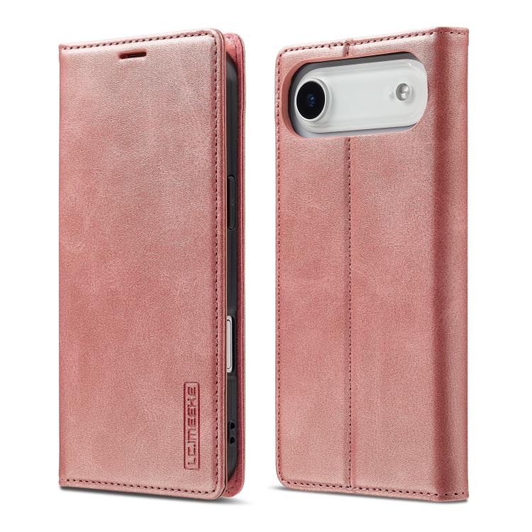 For iPhone Air LC.IMEEKE Strong Magnetism Microfiber Leather Phone Case(Rose Gold)
