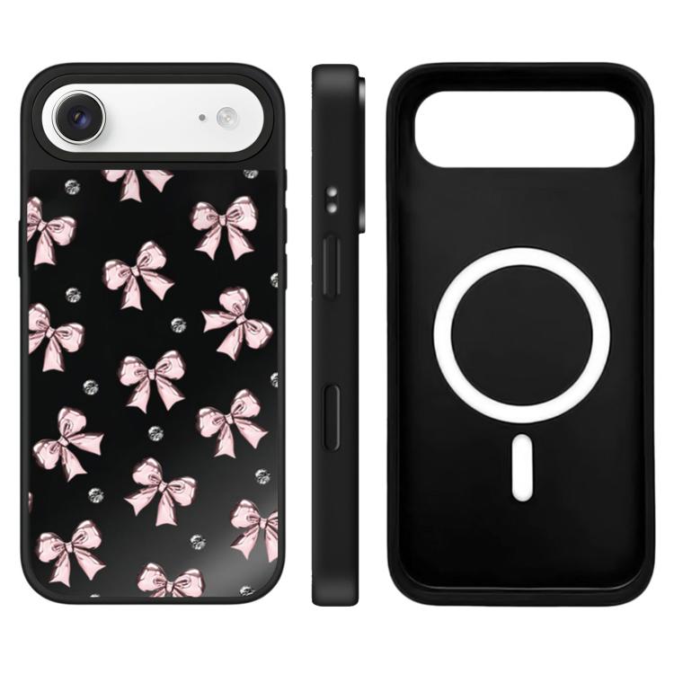 For iPhone Air Leopard Cherry Series Pattern Camera Control Button Mirror Magnetic Phone Case(Bow-knots)