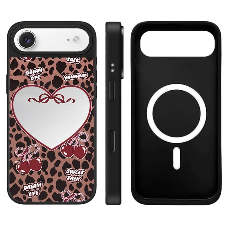 For iPhone Air Leopard Cherry Series Pattern Camera Control Button Mirror Magnetic Phone Case(Cherry Leopard)