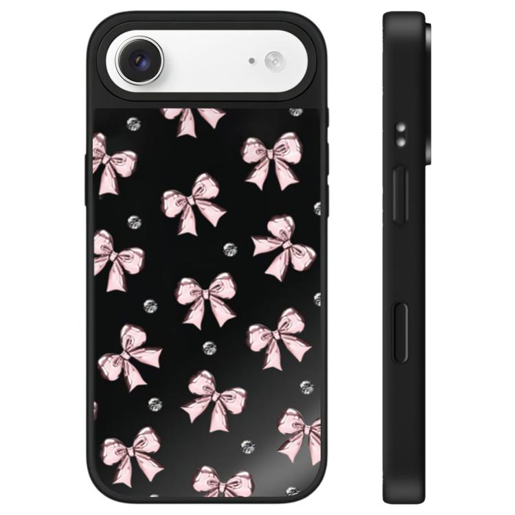 For iPhone Air Leopard Cherry Series Pattern Camera Control Button Mirror Phone Case(Bow-knots)