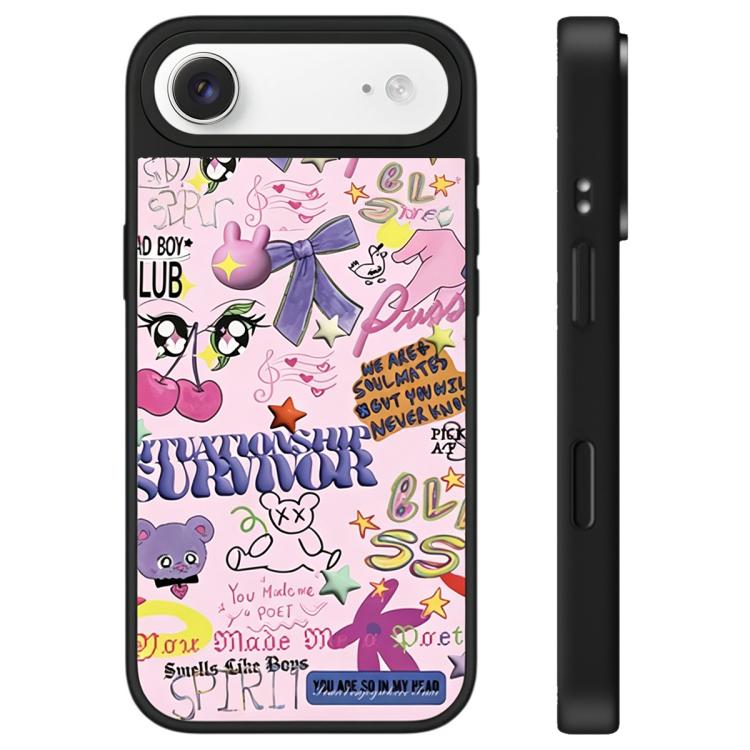 For iPhone Air Leopard Cherry Series Pattern Camera Control Button Mirror Phone Case(Cartoon Graffiti)
