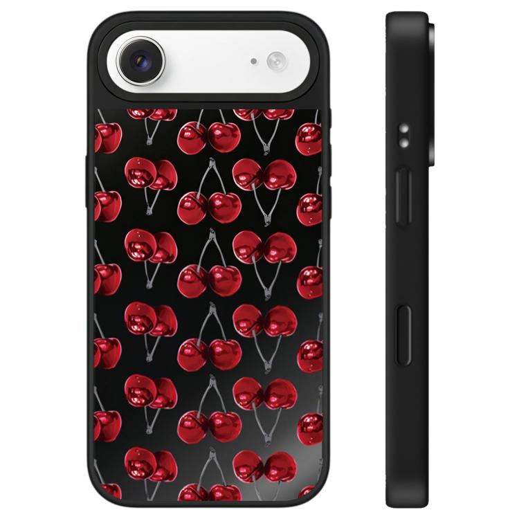 For iPhone Air Leopard Cherry Series Pattern Camera Control Button Mirror Phone Case(Cherrys)