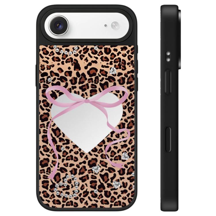 For iPhone Air Leopard Cherry Series Pattern Camera Control Button Mirror Phone Case(Heart Leopard)