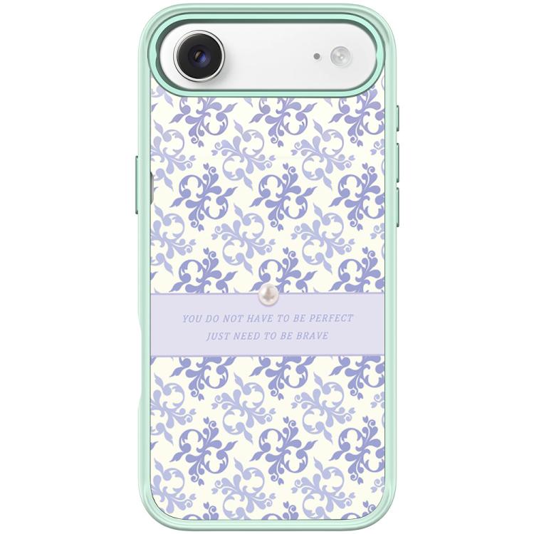 For iPhone Air Light Purple Flower Pattern Magnetic Phone Case(Light Green)