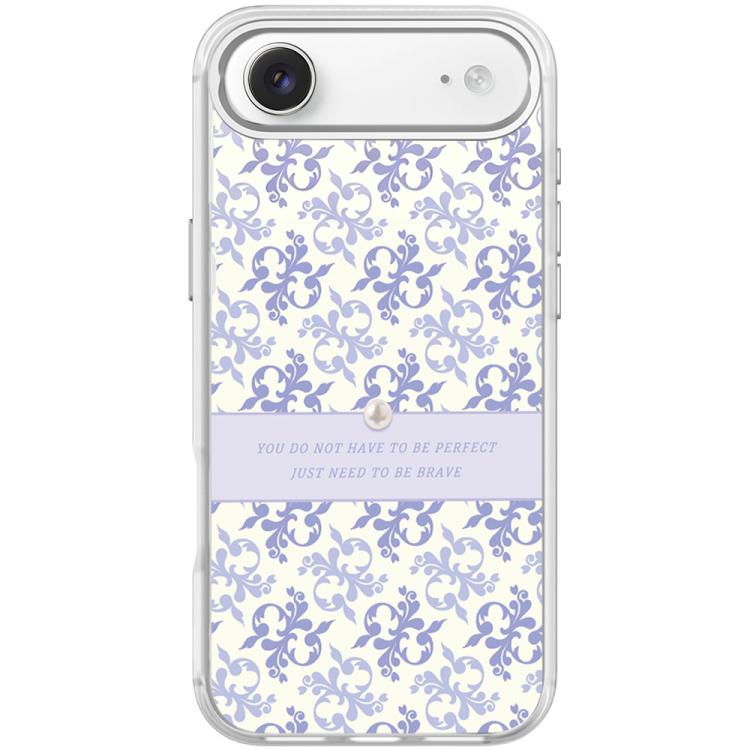 For iPhone Air Light Purple Flower Pattern Magnetic Phone Case(Transparent White)