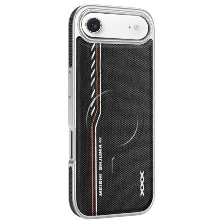 For iPhone Air Line Print Diamond Texture Magnetic Vegan Leather Phone Case(Black)
