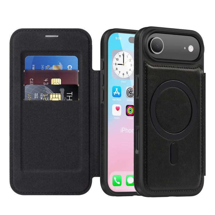 For iPhone Air Linton MagSafe Leather Phone Case(Black)