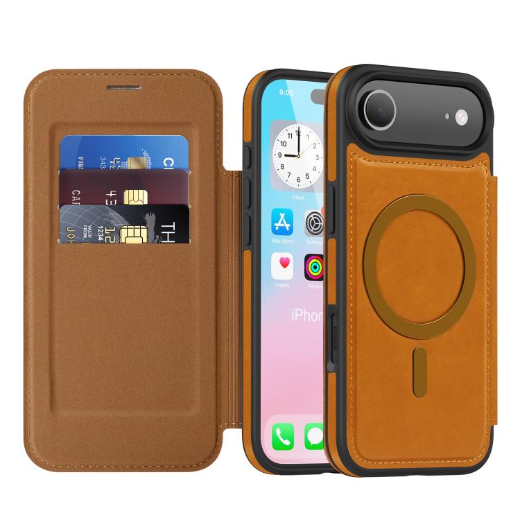 For iPhone Air Linton MagSafe Leather Phone Case(Brown)