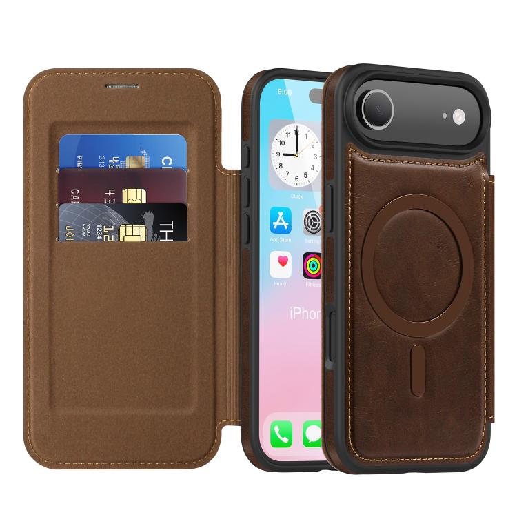 For iPhone Air Linton MagSafe Leather Phone Case(Coffee)