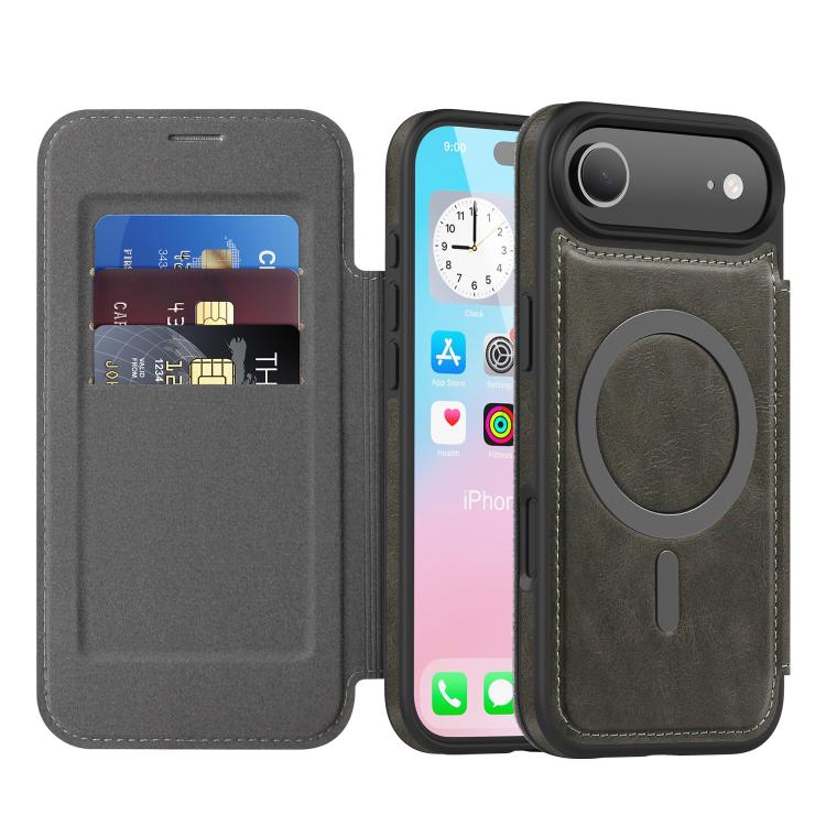 For iPhone Air Linton MagSafe Leather Phone Case(Grey)