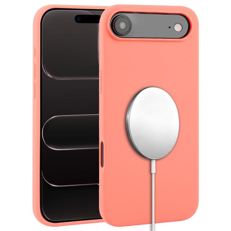 For iPhone Air Liquid Silicone Full Coverage MagSafe Phone Case(Pink Orange)