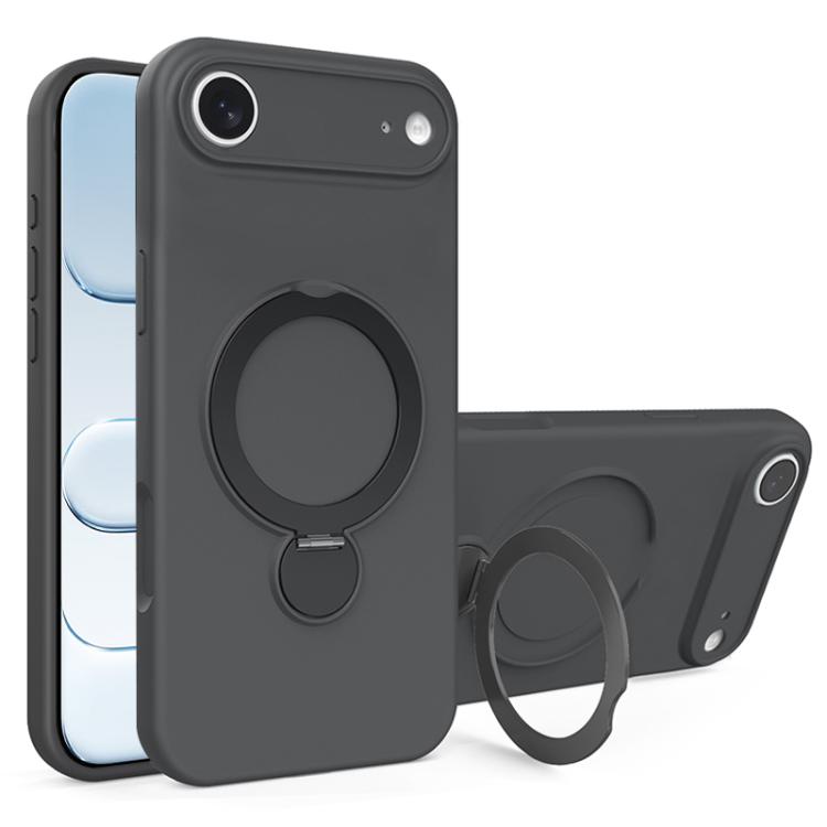 For iPhone Air Liquid Silicone MagSafe Holder Phone Case(Grey)