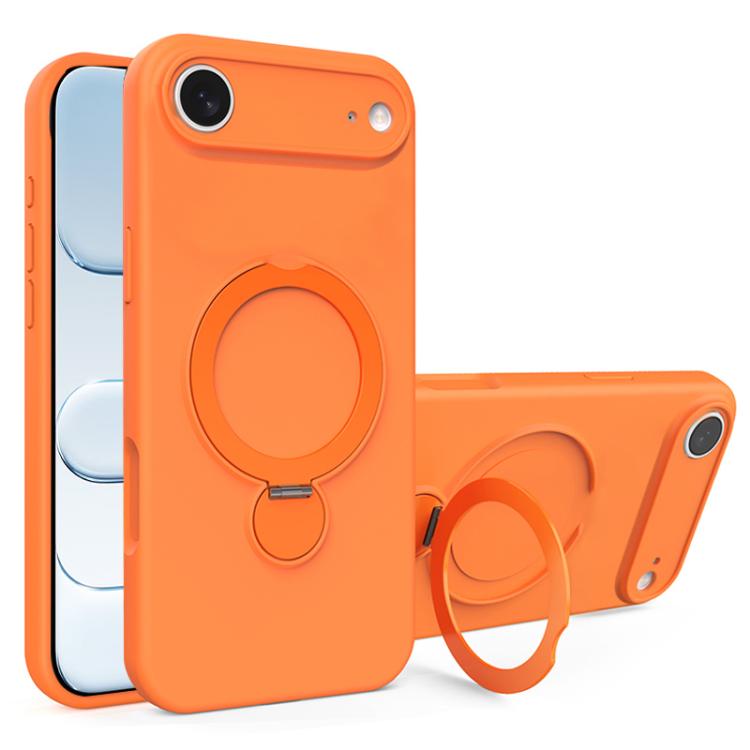 For iPhone Air Liquid Silicone MagSafe Holder Phone Case(Orange)