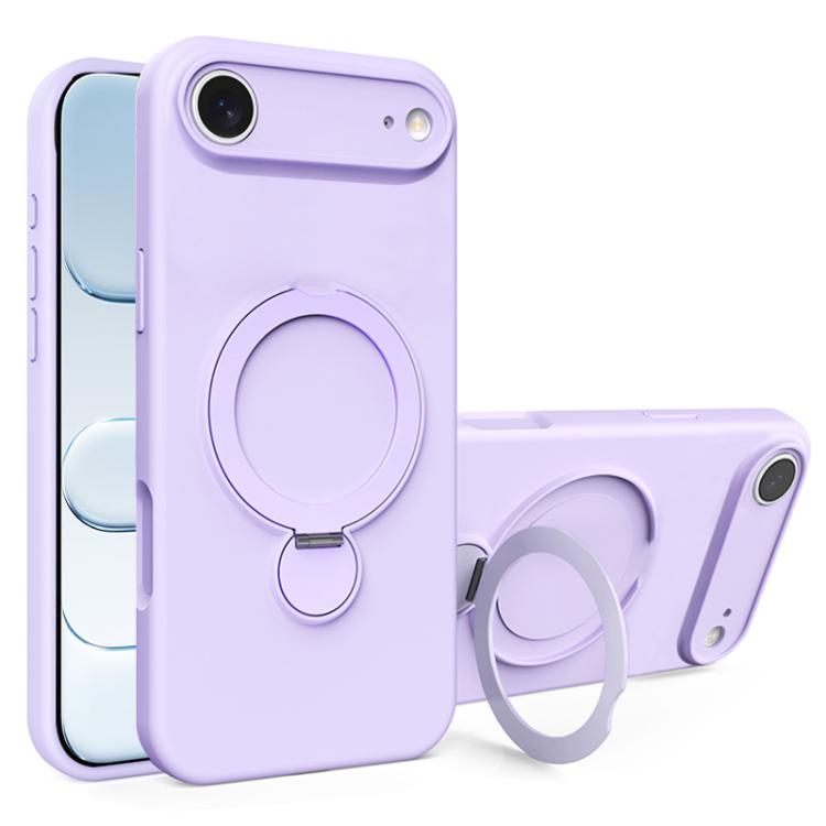 For iPhone Air Liquid Silicone MagSafe Holder Phone Case(Purple)