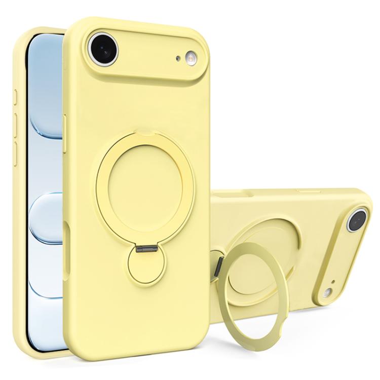 For iPhone Air Liquid Silicone MagSafe Holder Phone Case(Yellow)