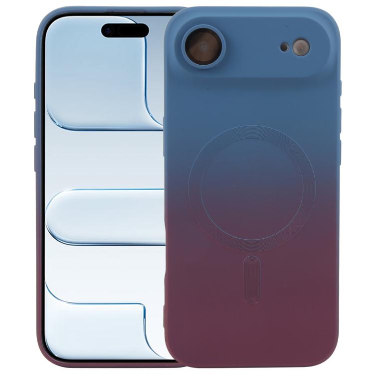 For iPhone Air Liquid TPU Silicone Gradient MagSafe Phone Case(Blue Purple)