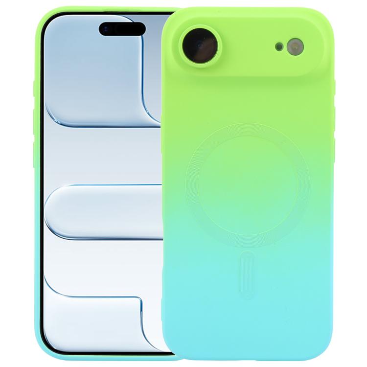 For iPhone Air Liquid TPU Silicone Gradient MagSafe Phone Case(Cyan Blue)